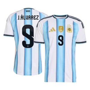 J.ALVAREZ 9 Argentina Home Match Jersey Player Version 2025 26 129