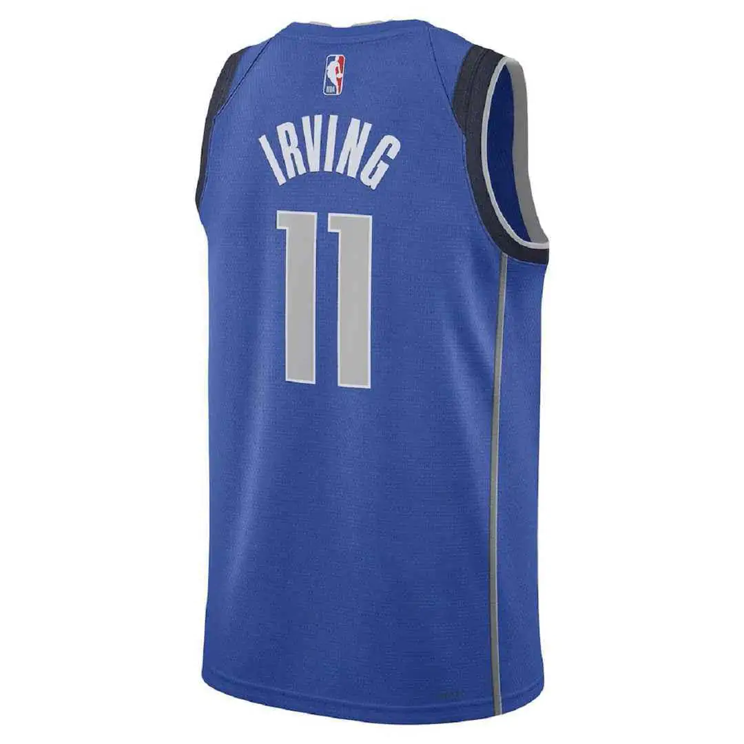 Men Dallas Mavericks Kyrie Irving 11 Blue Swingman Jersey Icon Edition 76