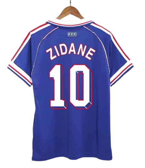 RETRO 1998 WORLD CUP ZIDANE #10 FRANCE HOME SOCCER JERSEY