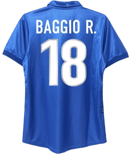 RETRO 1998 WORLD CUP BAGGIO R 18 ITALY HOME SOCCER JERSEY