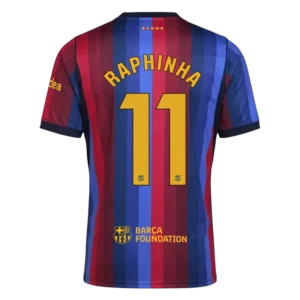 Barcelona RAPHINHA #11 2026 27 Home Soccer Jersey Fan Version Back View