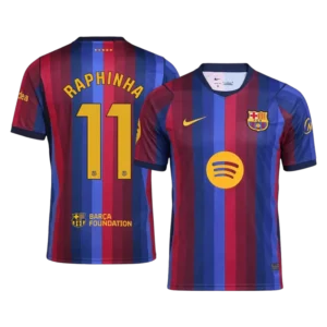 Barcelona RAPHINHA #11 2026 27 Home Soccer Jersey Fan Version Front View
