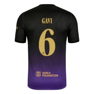 Barcelona GAVI #6 2026 27 Away UCL Soccer Jersey Fan Version Back View
