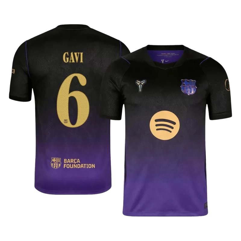 Barcelona GAVI #6 2026 27 Away UCL Soccer Jersey Fan Version Front View. Barcelona GAVI #6 2026 27 Away UCL Soccer Jersey Fan Version Front View.