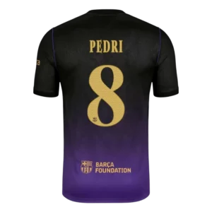 Barcelona PEDRI #8 2026 27 Away UCL Soccer Jersey Fan Version Back View